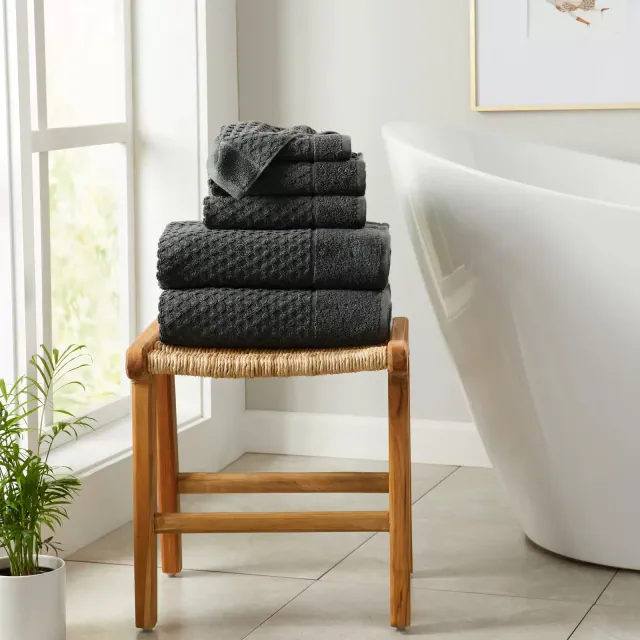 Cotton Quick-Dry Diamond Textured Bath Towel - Great Bay Home