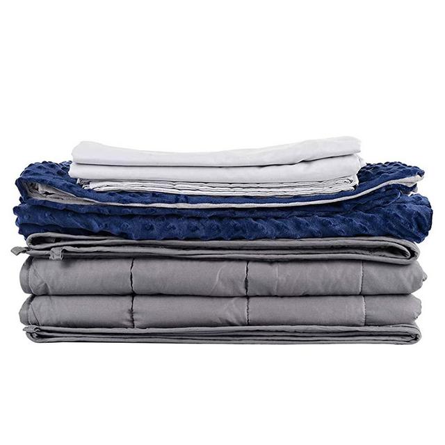 CuteKing Weighted Blanket 3 Pieces Set 80x87 Inches for Queen or King Size Bed, 20lbs for Individual or Couple Between 100-200lbs, 1 Heavy Blanket 2 Duvet Covers, 100% Oeko-Tex Certified Cotton