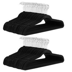 Amazon Basics Slim Velvet, Non-Slip Suit Clothes Hangers, Pack of 100, Black