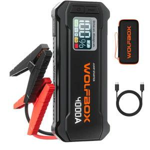WOLFBOX - 4000A Car Battery Jump Starter, Portable Battery Booster, Fast Charger, Jump Box for 10L Gasoline and Diesel Engines