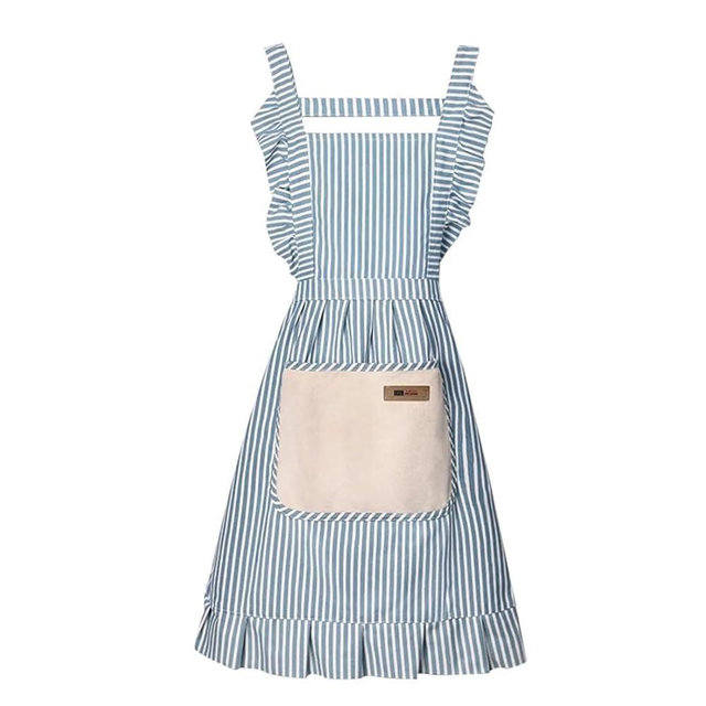 Nebesheii Cotton Kitchen Cooking Aprons,Vest Adjustable Bib Soft Chef Stripes Apron Two pockets with wide for Men Women