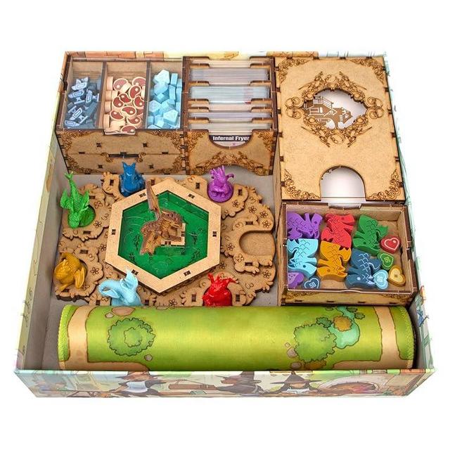 TowerRex Organizer for Flamecraft with 7 Dragons Tray - Upgrade Board Game with Storage Box Organizer for Cards, Tokens and Dice - Accessories Upgrade for Components of Flamecraft