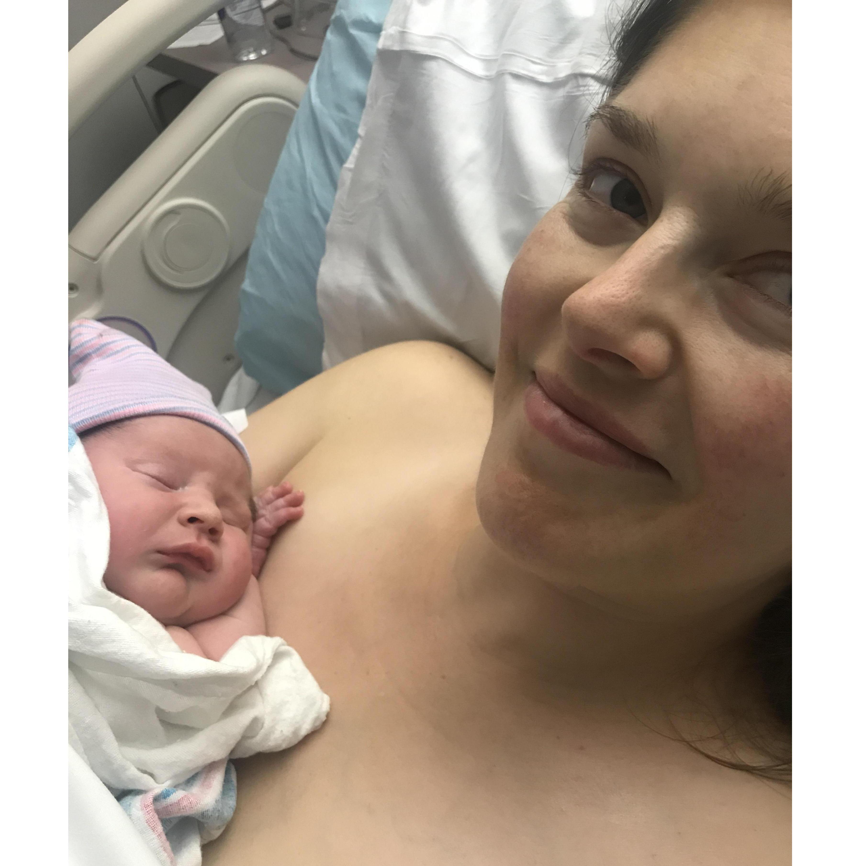 Baby Owen's first few moments