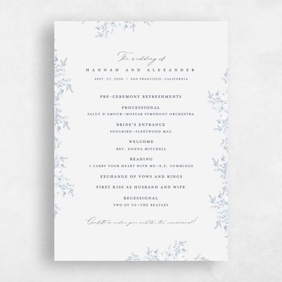 Sweet Blue Wedding Program - Lugano