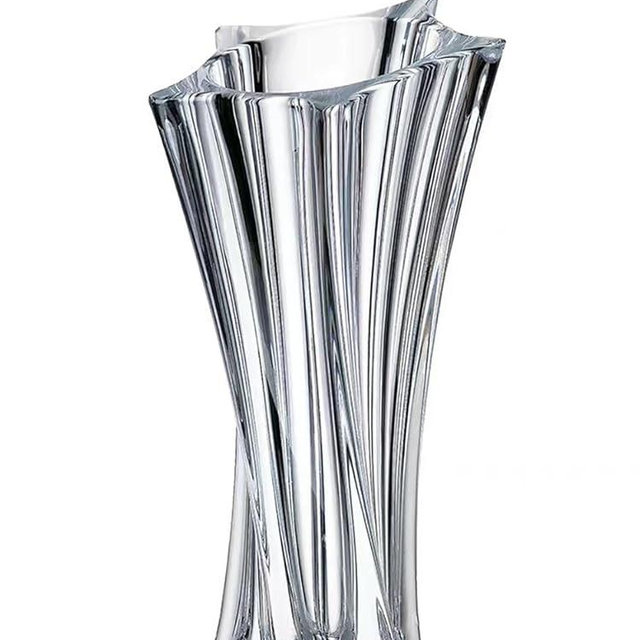 Glass Flower Vase，Thickened 3.5 lb Modern Vases，Premium Crystal Vases for Centerpieces, Electroplated Coating, Colorfast & Stylish Geometric Form 9.5 Inch (Transparent)