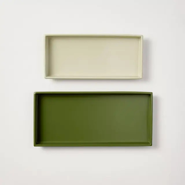 2pc Powder-Coated Rectangular Metal Storage Trays - Hearth & Hand™ with Magnolia