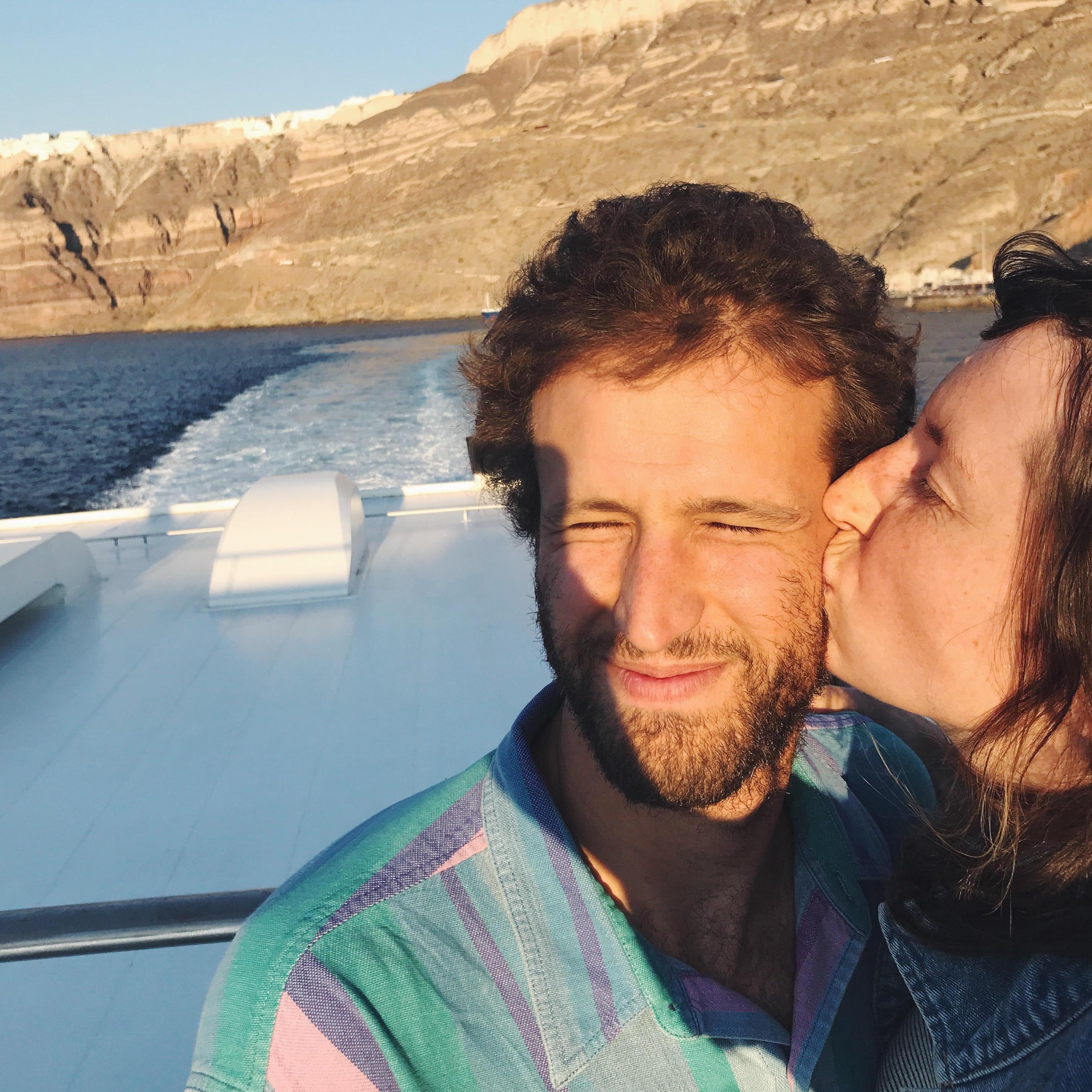 On a boat in Greece