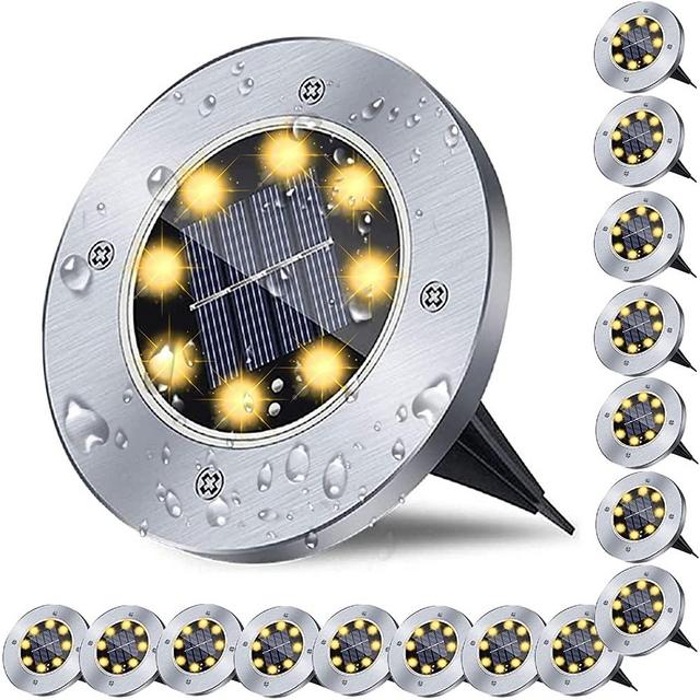 Rayolon Solar Ground Lights, Waterproof Solar Garden Lights, Upgraded Outdoor Garden Waterproof Bright in-Ground Lights, Landscape Lights for Pathway,Yard,Deck,Lawn,Patio,Walkway (16 Pack Warm Light)