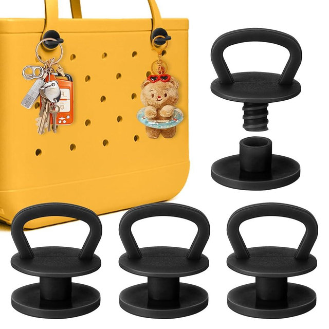 Mity rain 4Pcs Reuseable Replacement Buttons for Bogg Bag Strap, Rivets Compatible with Bogg Bag Handles Add Hook Function (Black)