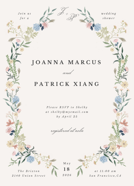 Zola Wedding & Bridal Shower Invitations - Laurelwood Portrait
