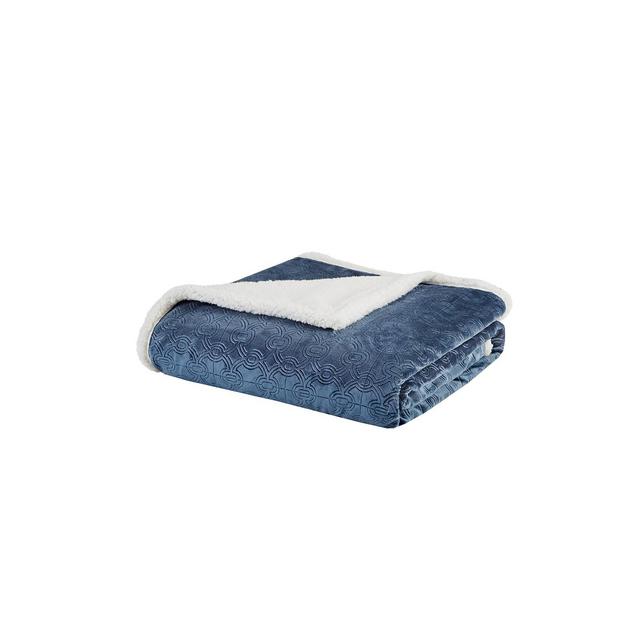 60"x70" Celia Textured Plush Throw Blanket Blue
