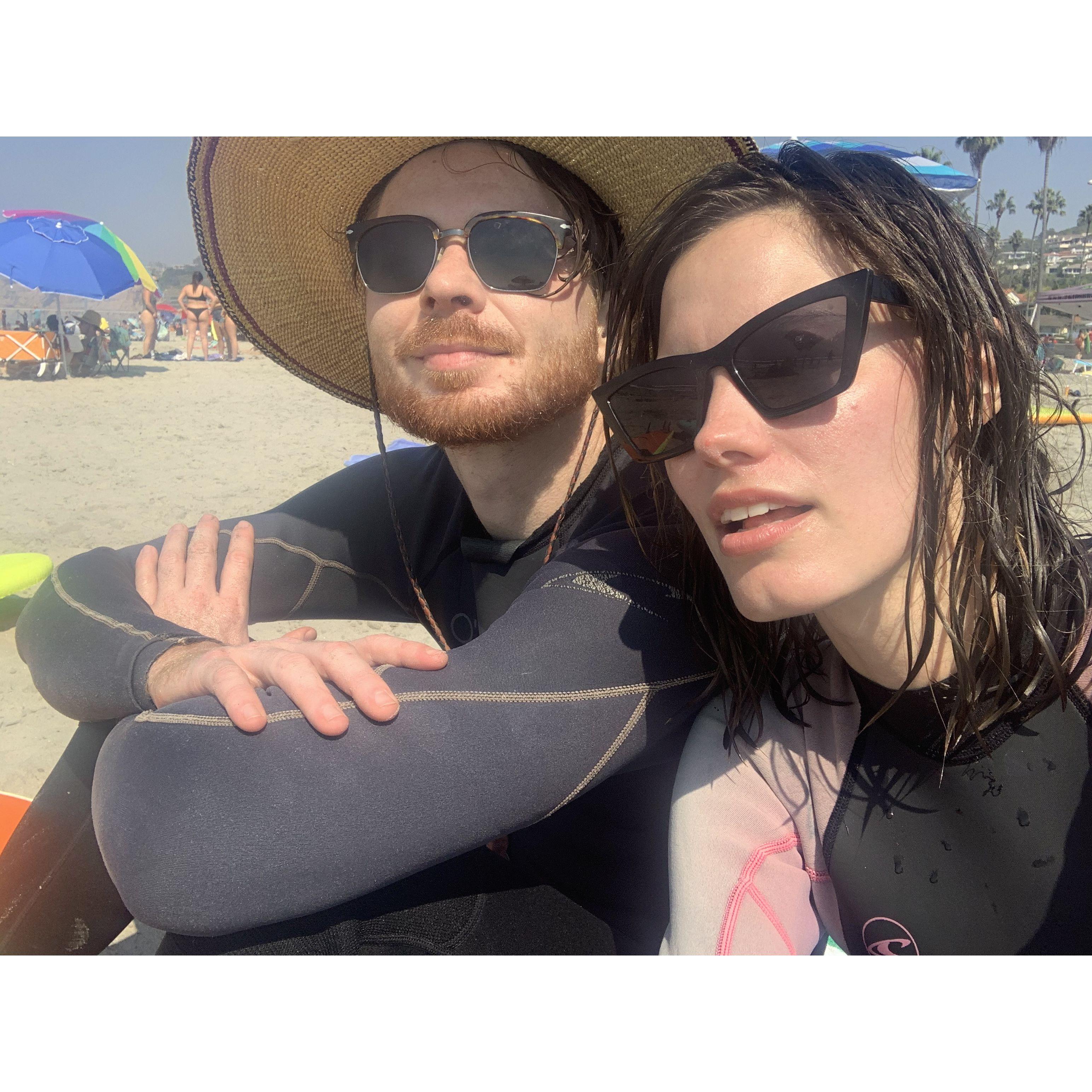 Ian's first time teaching Erin how to surf | La Jolla, CA | October 2020