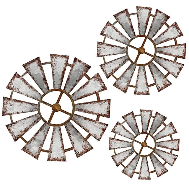 Yookeer 3 Pcs Wood Windmill Wall Decor Farmhouse Hanging Decoration Country Wooden Kitchen Rustic Living Room Sculpture Art for Bedroom Nursery Dorm Home Office