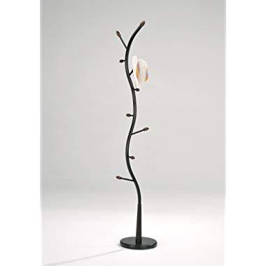 1 X Black Metal Walnut Wood Hall Tree Coat Hat Rack