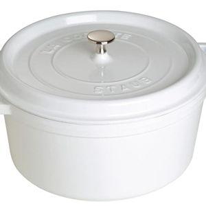 STAUB Cast Iron Dutch Oven 7-qt Round Cocotte, Made in France, Serves 7-8, White