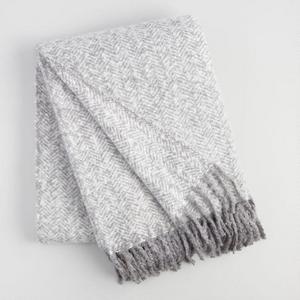Gray Herringbone Chenille Throw Blanket