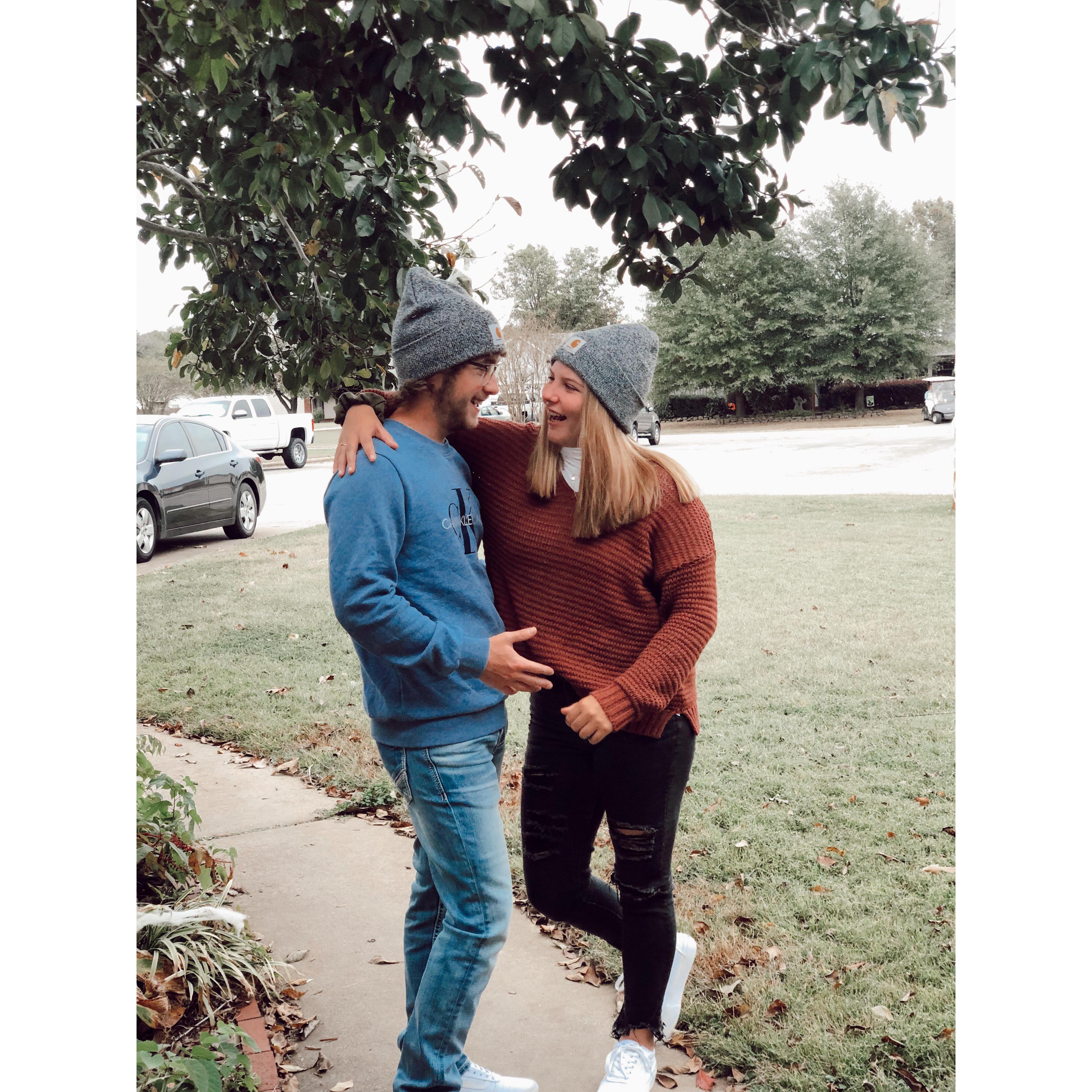Right before our first fall church party together!
