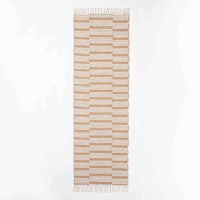 2'4"x7' Runner Rossmoor Indoor/Outdoor Plaid Scatter Rug Tan - Threshold™ designed with Studio McGee
