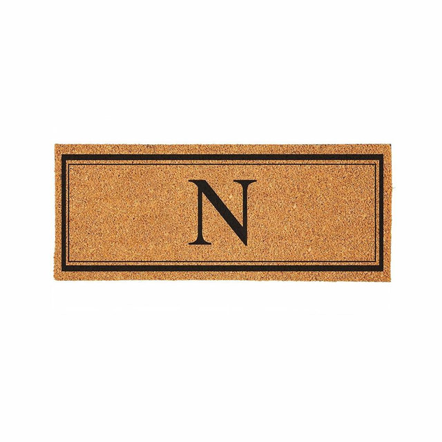 Evergreen Flag Monogram Extra Large Coir Doormat, 60x24 Inches Front Door Mat, Outdoor Indoor Entrance Rug, Welcome Mat for Double Doors Porch Patio, Housewarming Gift, Letter N