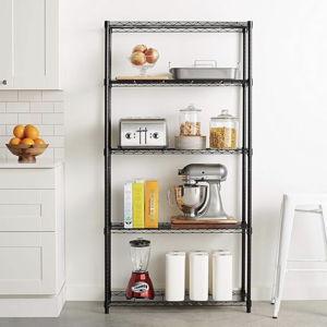 Amazon Basics 5-Shelf Adjustable Heavy Duty Steel Wire Rack Storage Shelving Organizer for Kitchen, Garage, 36" L x 14" W x 72" H, Chrome