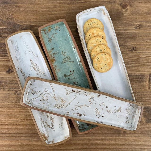 Appetizer Tray | Cracker & Cheese Serving Platter | Countertop Spice Tray | Cooking Mom Gift | Cheeseboard Party Platter | Modern Pottery