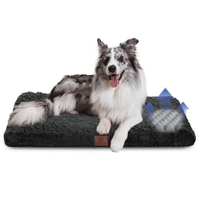American Kennel Club Orthopedic Memory Foam Dog Crate Mat, Egg Crate Foam Cushion, Washable Cover, Non-Slip Base, Eases Joint Pain, Breathable, Durable, 36x23, Black