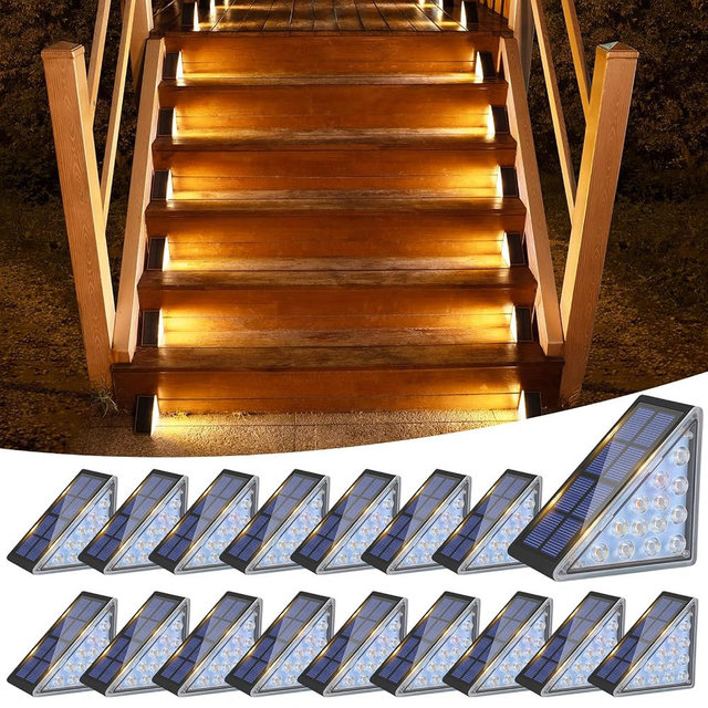 VOLISUN Solar Step Lights for Outside, Solar Stair Lights Outdoor Waterproof IP67, LED Outdoor Step Light, 80 Lumen, Deck Light for Outside, Front Porch and Patio(Black,16 Pack)