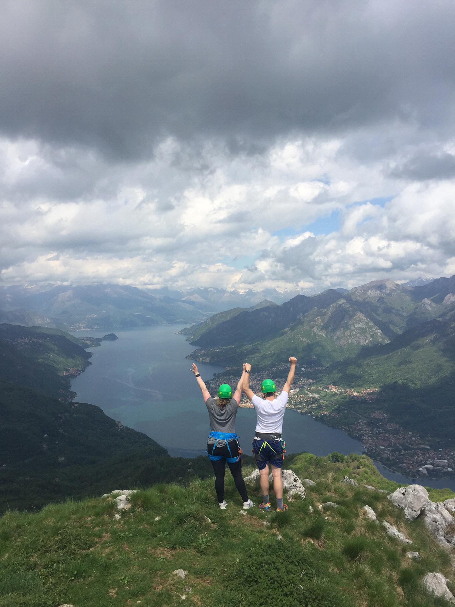 We had just gotten engaged then decided to CLIMB a mountain at Lake Como, Italy to celebrate!
