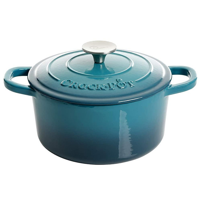Crock-Pot Artisan Round Enameled Cast Iron Dutch Oven, 3-Quart, Gradient Teal
