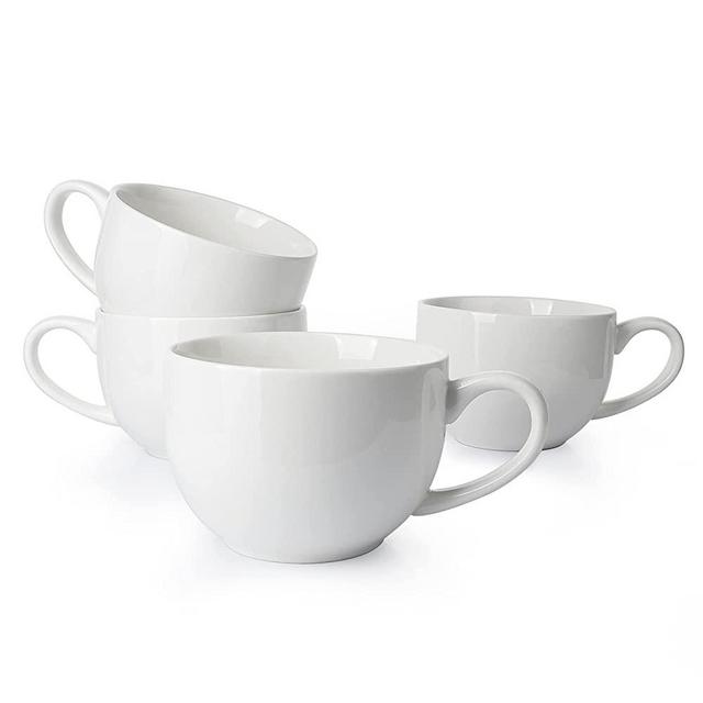 Sweese 622.401 Jumbo Mug Set- 24 Ounce Porcelain Mugs for Soup, Coffee, Tea, Ice Cream, Cereal, Set of 4, White