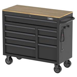 Tractor Supply 42 in. 8-Drawer Mobile Wooden-Top Tool Cabinet, Black at Tractor Supply Co
