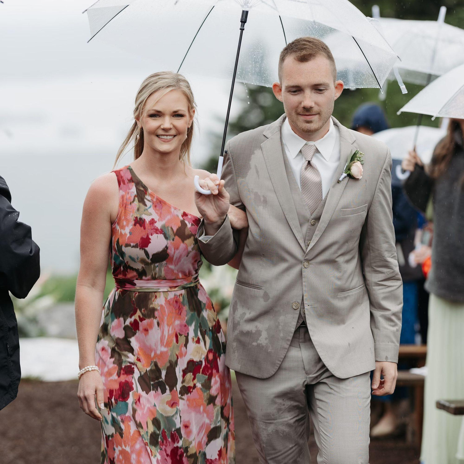 At Andrew's sister's wedding, we are so happy for the two of them!