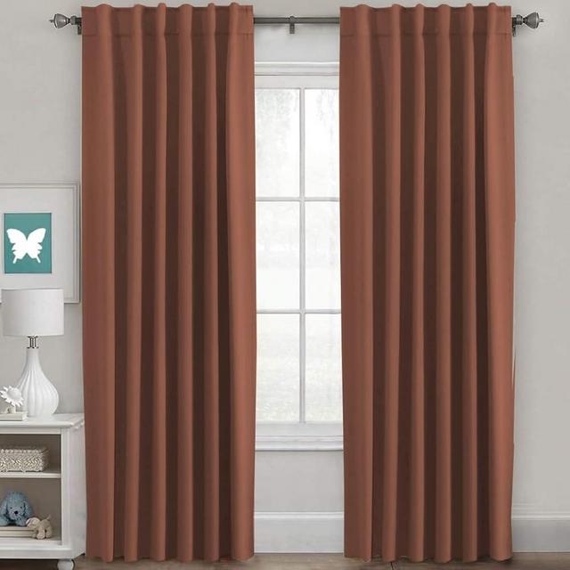 H.VERSAILTEX Blackout Curtains Thermal Insulated Window Treatment Panels Room Darkening Blackout Drapes for Living Room Back Tab/Rod Pocket Bedroom Draperies (2 Panels, Washed Spice, 52 x 84 Inch)