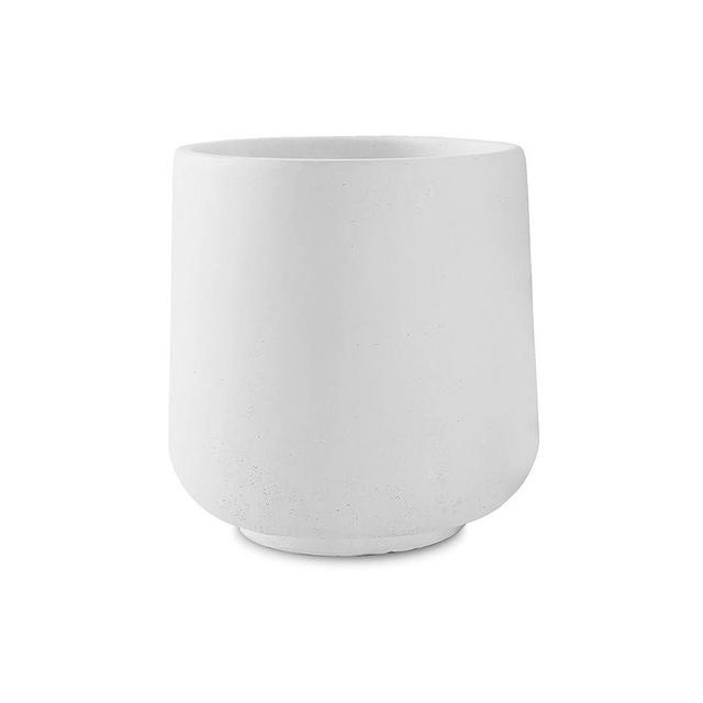 Kante 17.3"H Round Pure White Concrete Planter, Outdoor Indoor Large Planter Pots Containers with Drainage Holes for Patio, Balcony, Backyard, Living Room