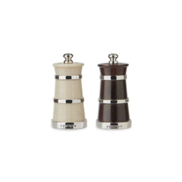 Silver Ivorine Salt & Rosewood Pepper Mill Set