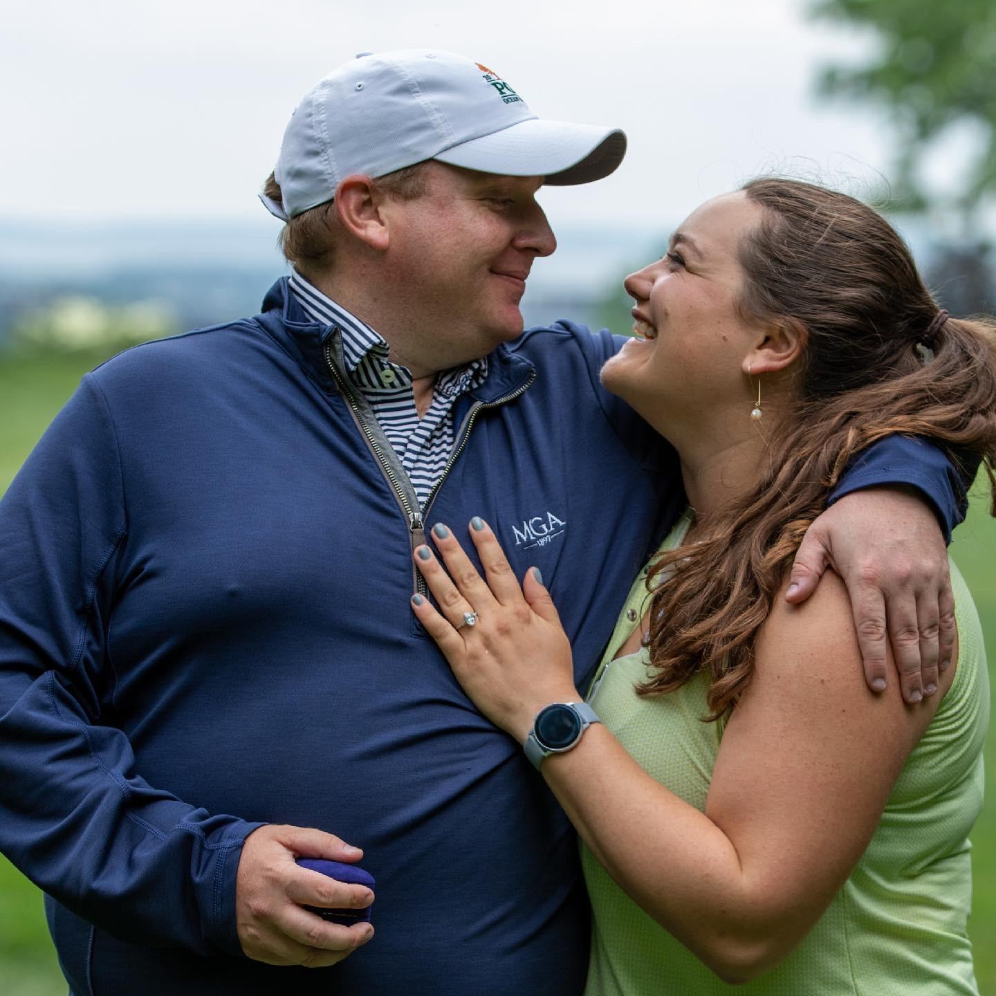Kyle proposed on the 16th hole of Silvermine - the hardest part of the day was getting Lindsay not to quit golfing after the 13th hole