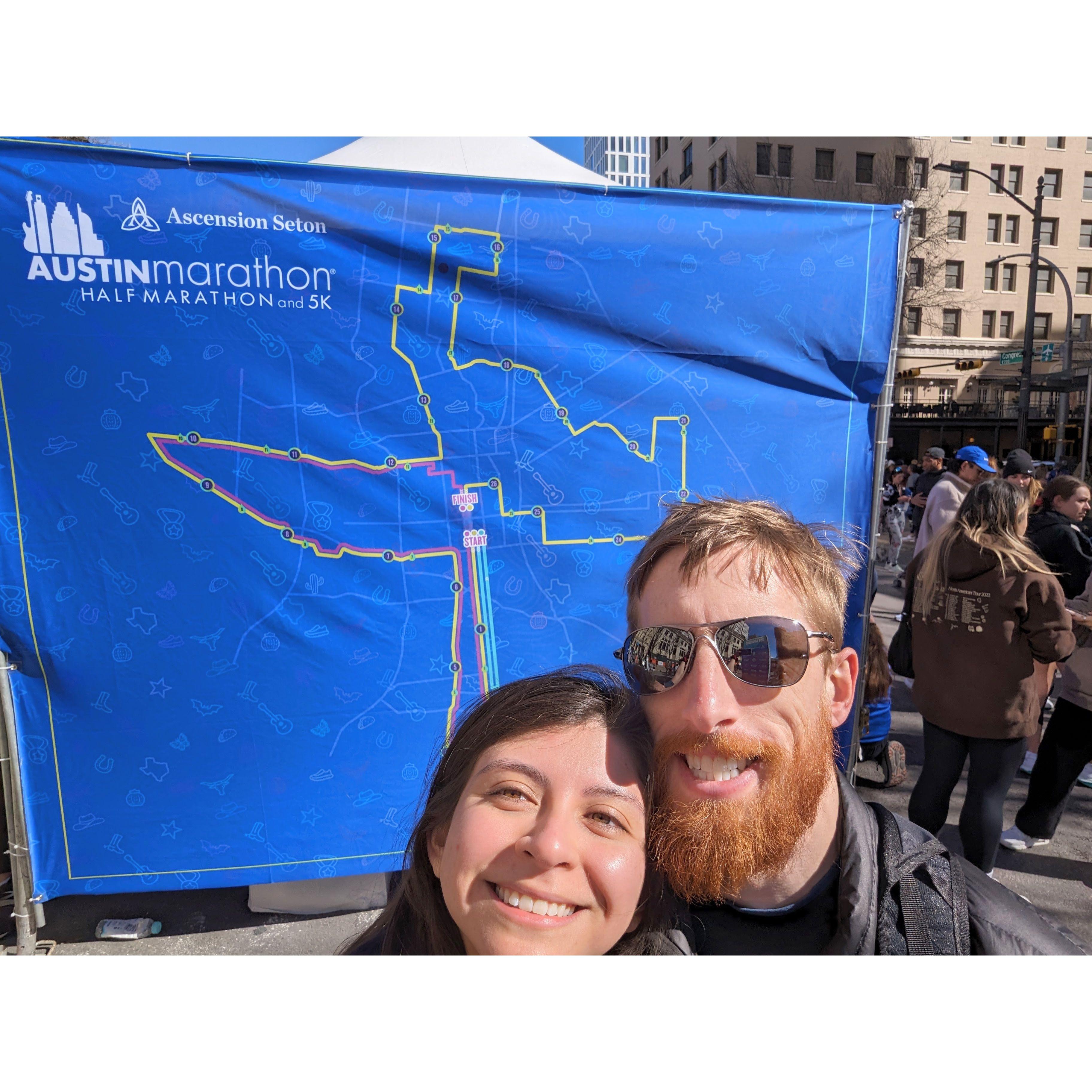 Roxanne's first half marathon! 

You know it's true love when your partner wakes up at 5:30am for you to cheer you on at the finish line