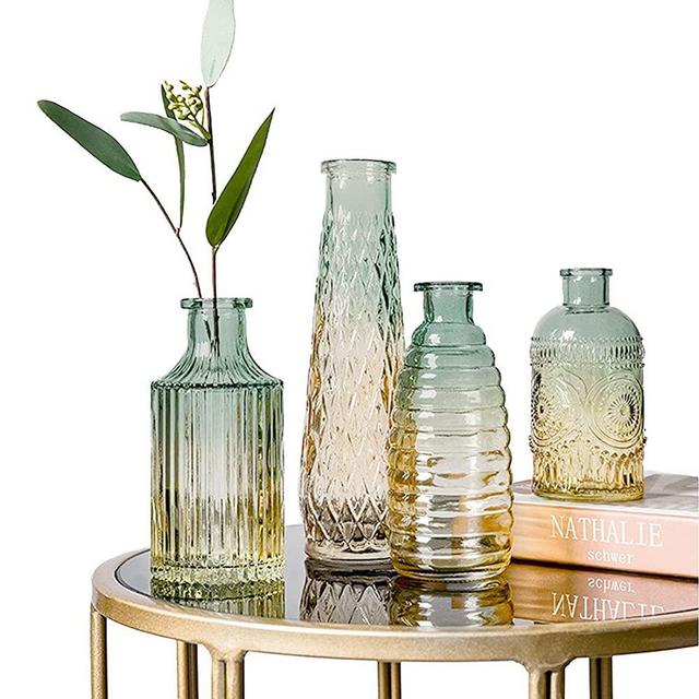 Glass Vase Bulk Glass Vases Set of 4, Bud Vase in Bulk for Centerpieces, Clear Small Glass Vase for Home Decoration