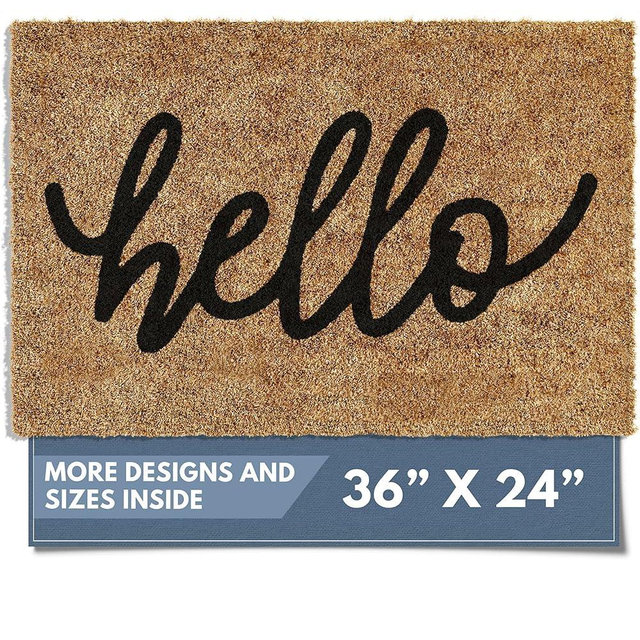 Barnyard Designs Doormat Welcome Mat for Outdoors, Large Front Door Entrance Mat, Brown (Hello, 36x24)