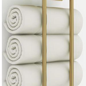 Gold Towel Rack with Metal Shelf and 3 Hooks, Bethom Towel Racks for Bathroom Wall Mounted, Metal Gold Bath Towel Holder Storage Wall for Small Bathroom