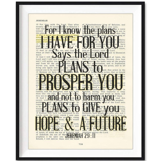 For I Know the Plans I Have for You, Jeremiah 29:11 Christian Unframed reproduction Art Print, Vintage Bible Verse Scripture Wall and Home Decor Poster, Inspirational Gift, 8x10 Inches
