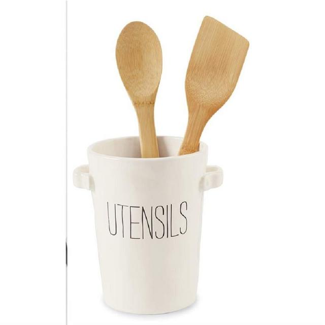 Mud Pie UTENSIL CROCK SET (Utensils Included)