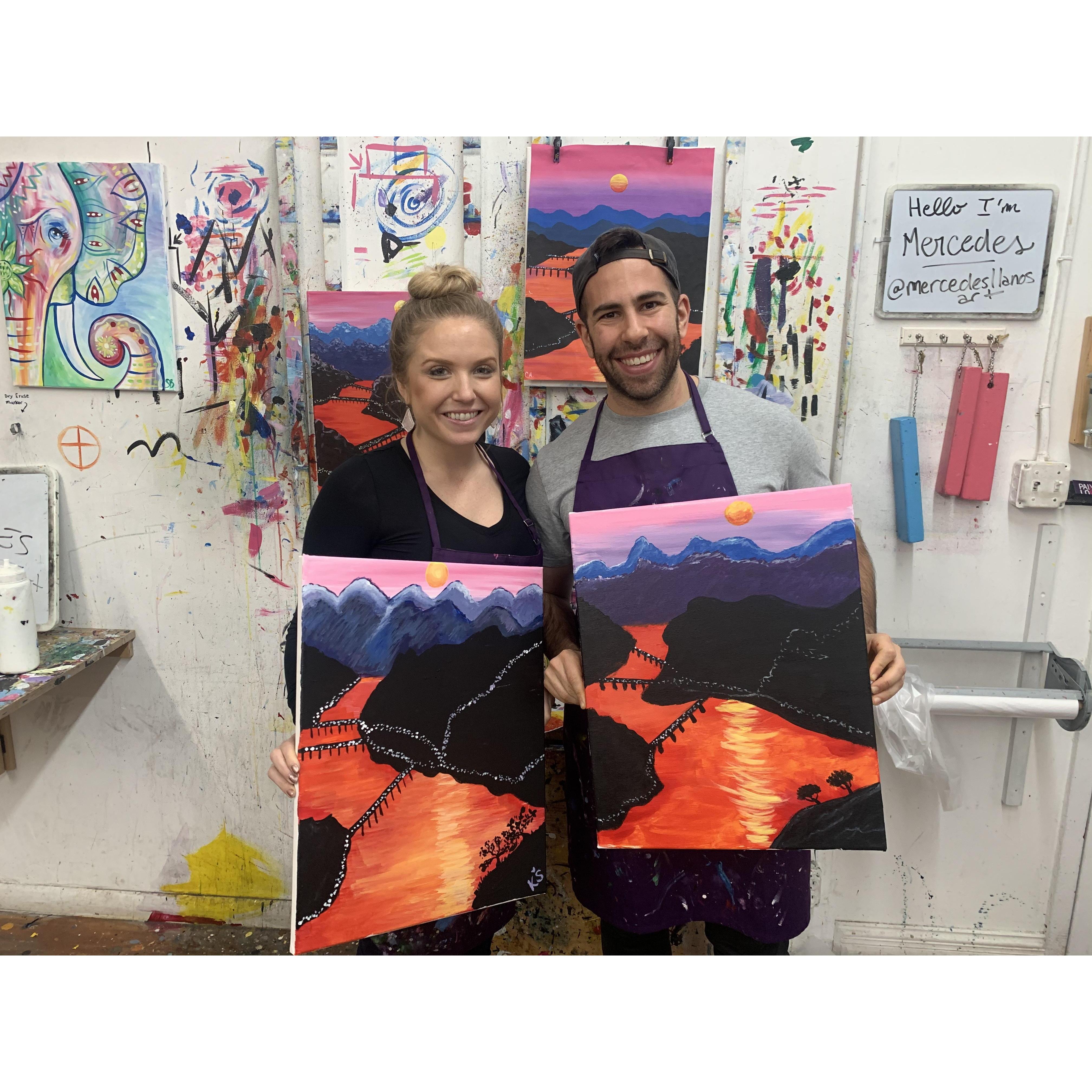 Our first anniversary! Fun paint and sip date to celebrate.