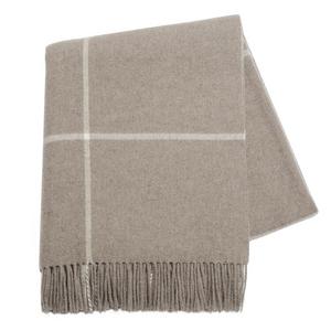 Taupe Windowpane Cashmere Throw