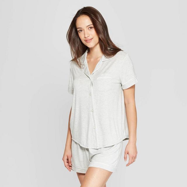 Women's Beautifully Soft Notch Collar Pajama Set - Stars Above™ Gray XS