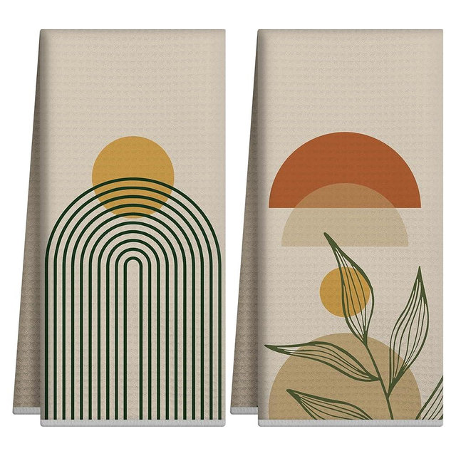 Boho Kitchen Towels,Kitchen Towels Decorative Set of 2,Bohemian Decorative Towels for Bathroom,Boho Hand Towels Dish Towels,Mid Century Modern Kitchen Decor,Kitchen Gifts Housewarming Gifts for Women