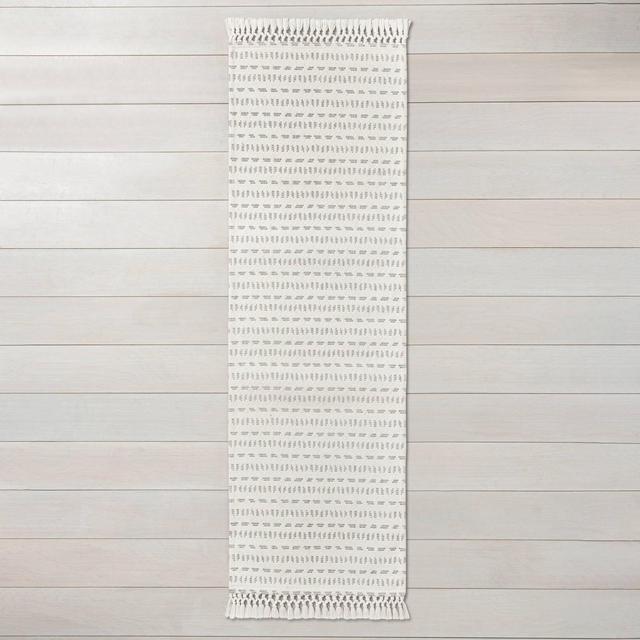 2'4" x 7' Pattern Stripe Runner Jet Gray / Sour Cream - Hearth & Hand™ with Magnolia