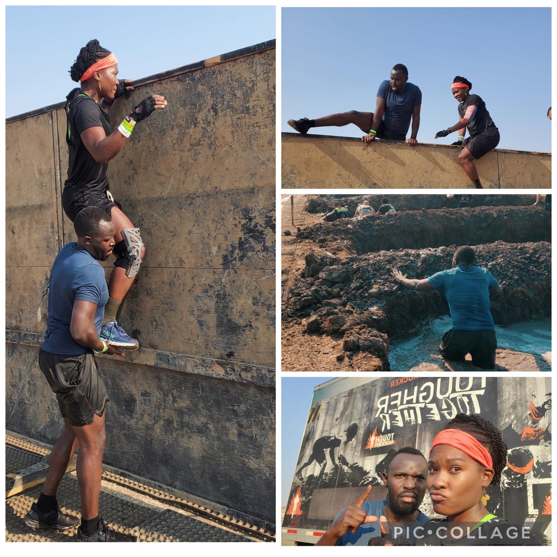 Tough Mudder obstacle course. We love a challenge and are always up for adventure. Here we learned we make a pretty good team & don't mind rolling in the dirt together. - Aug 2021