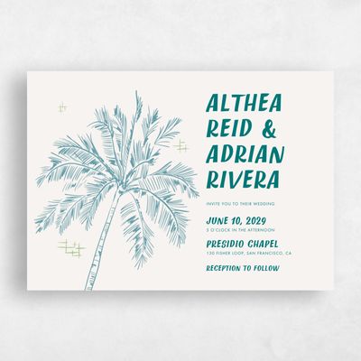 Teal, Blue Wedding Invitation - Ocaso Landscape