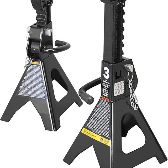 Torin AT43002AB Steel Jack Stands: Double Locking, 3 Ton (6,000 lb) Capacity, Black, 1 Pair